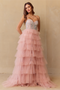 Sequin Beaded Corset Bodice Tiered Ruffle Tulle A-Line Gown Prom Dress by Amelia Couture 4048