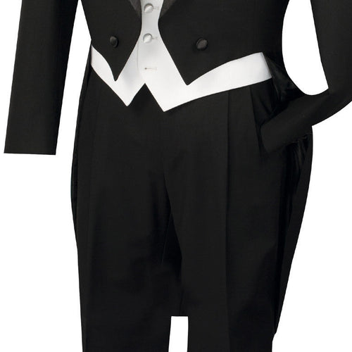 Men's Tuxedo Regular Fit Collection With Tails 3 Piece In Black