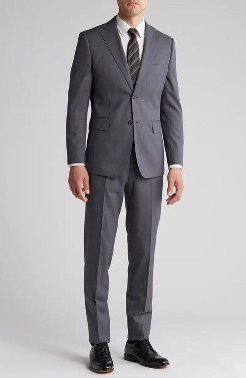 Mens Plaid Wool Blend Suit – Trim Fit Two-Piece Set