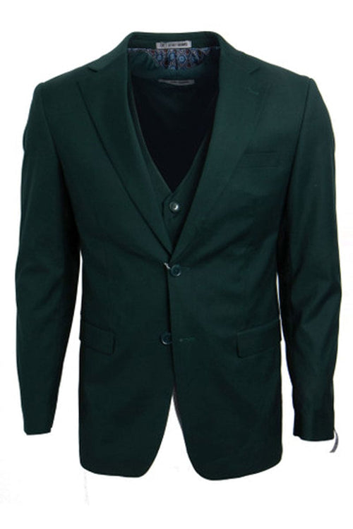 "Mens Stacy Adams Suit - Stacy Adams Suit Men's Two Button Vested Suit in Hunter Green"