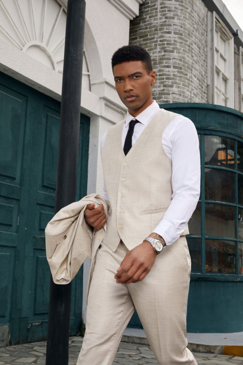 "Mens Stacy Adams Suit - Stacy Adams Suit Men's Summer Suit - Vested Peak Lapel in Light Tan"
