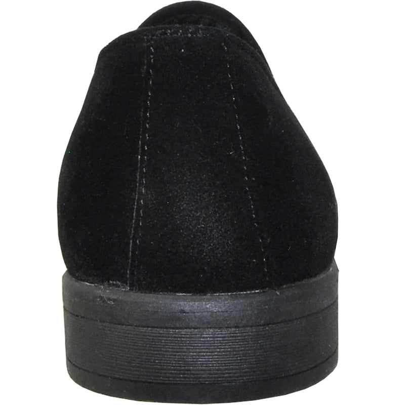 Bravo Mens Vegan Suede Wedding & Prom Slip On Loafer Dress Shoe in Black