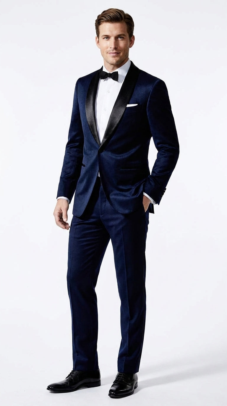 prom suits to match navy blue dress Men's James Bond Inspired Tuxedo – Black Shawl Lapel Wedding & Suit Off Shoulder Prom Gown, top-seller-24h The large notch lapel Size:15 D-M