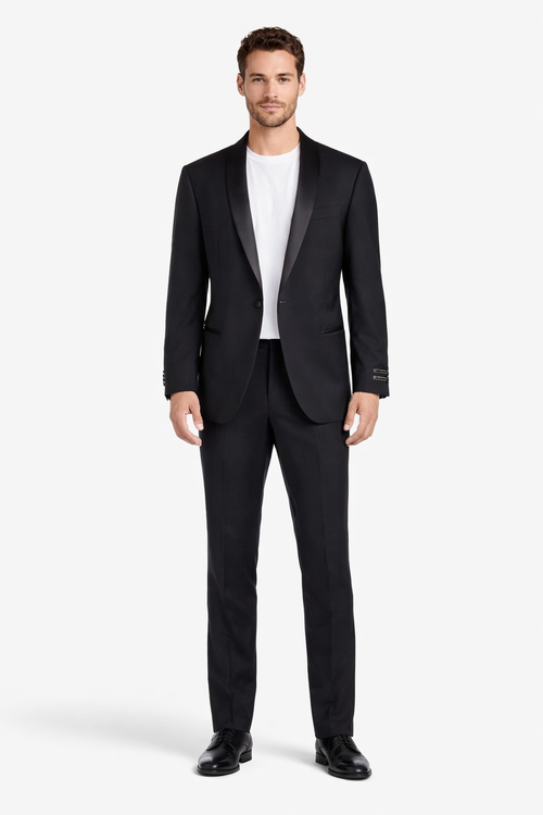 1 Button Designer Shawl Tuxedo in Black Dinner Jacket Blazer - Suit Jacket sateen lapel