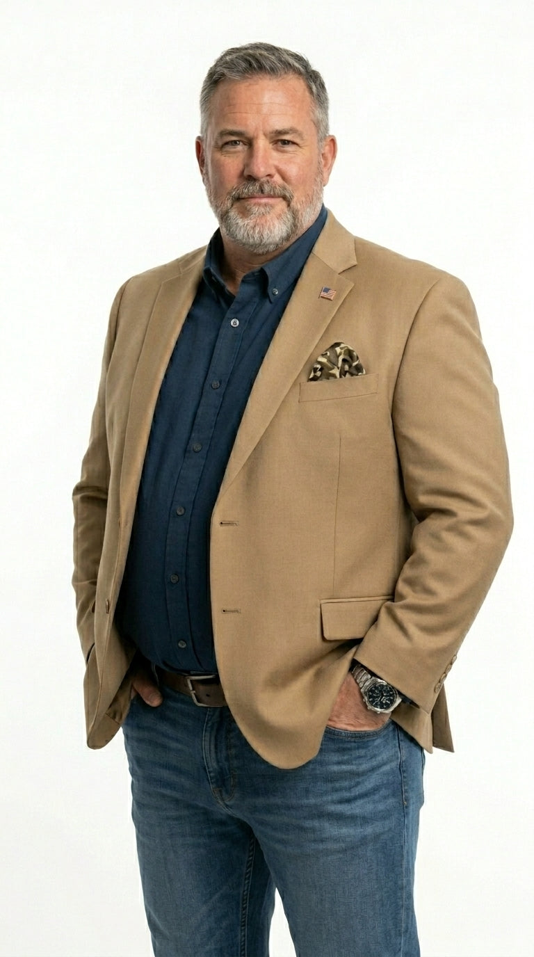 Mens Khaki Camel Bronze Taupe Blazer, Classic Business Casual Wedding Sport Coat Jacket in Tan Color