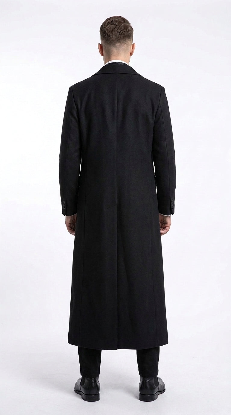 Menās Matrix Neo Inspired Black Wool Duster Coat ā Long Gothic Victorian Full Length Overcoat