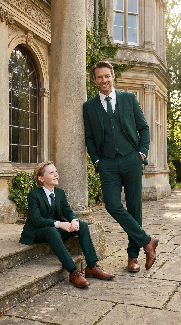 Dad & Son Matching Dark Green 3-Piece Suits ā Father and Son Wedding Formal Suits