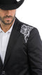 Menâs Black & White Western Blazer â Cowboy Sport Coat with Embroidered Shoulder & Back Design