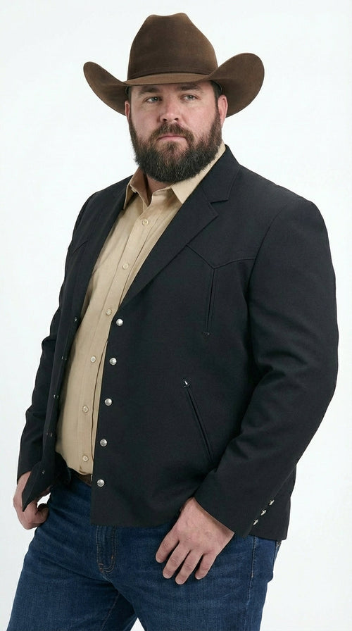 Mens Black Western Blazer Set – Cowboy Style Formal Jacket and Pants Outfit Country Western Suit