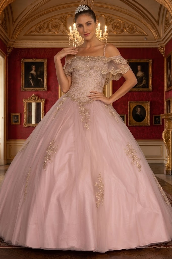 Off Shoulder QuinceaƱera Ball Gown Embroidered Lace-Up Back Floor Length by Elizabeth K GL2510