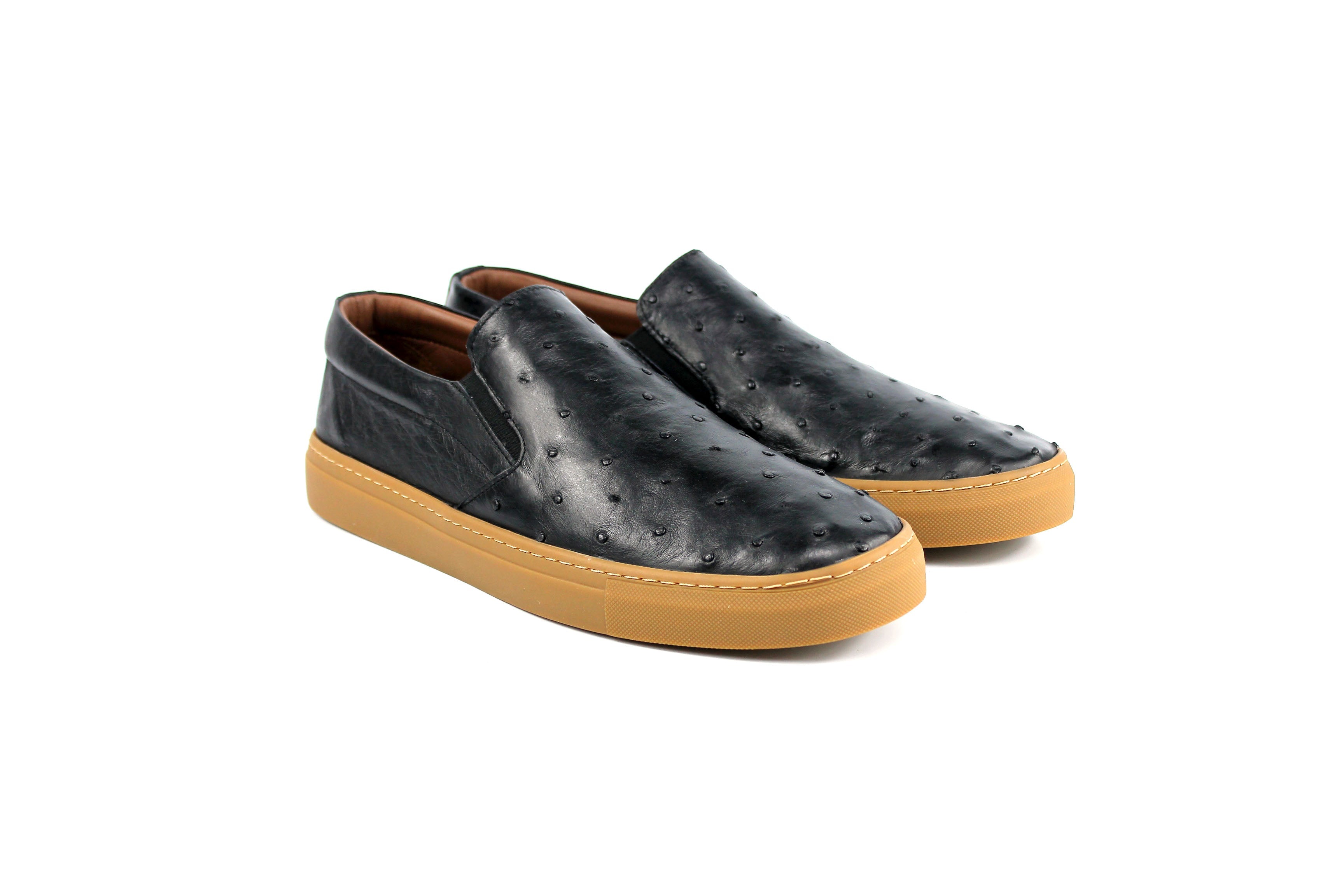 P013 Grafton Genuine Ostrich Fashion Loafer- Black