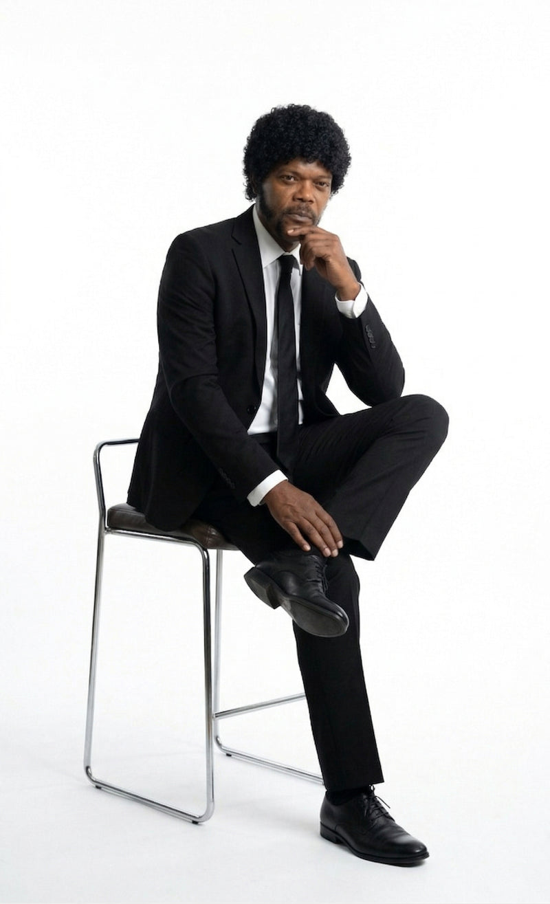 Mens Black Blazer – Jules Winnfield Inspired Pulp Fiction Style Classic Formal Blazer for Men Vintage Retro Jacket