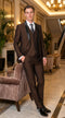 Menâs Chocolate Brown 3-Piece Tuxedo Suit with Black Satin Shawl Lapel â Shawl Collar Vested