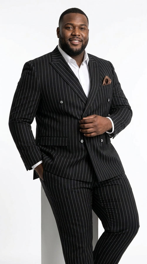 Men's Black Pinstripe Tuxedo Suit ā Classic & 1920s Gangster Formal Wear Vintage 1940s 1930s Look
