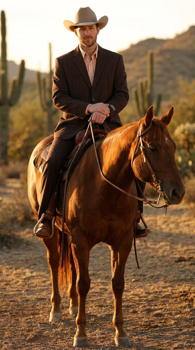 Men’s Pinstripe Western Suit – Classic Formal Blazer and Pant Set for Wedding, Traje Para Hombre Cowboy Style