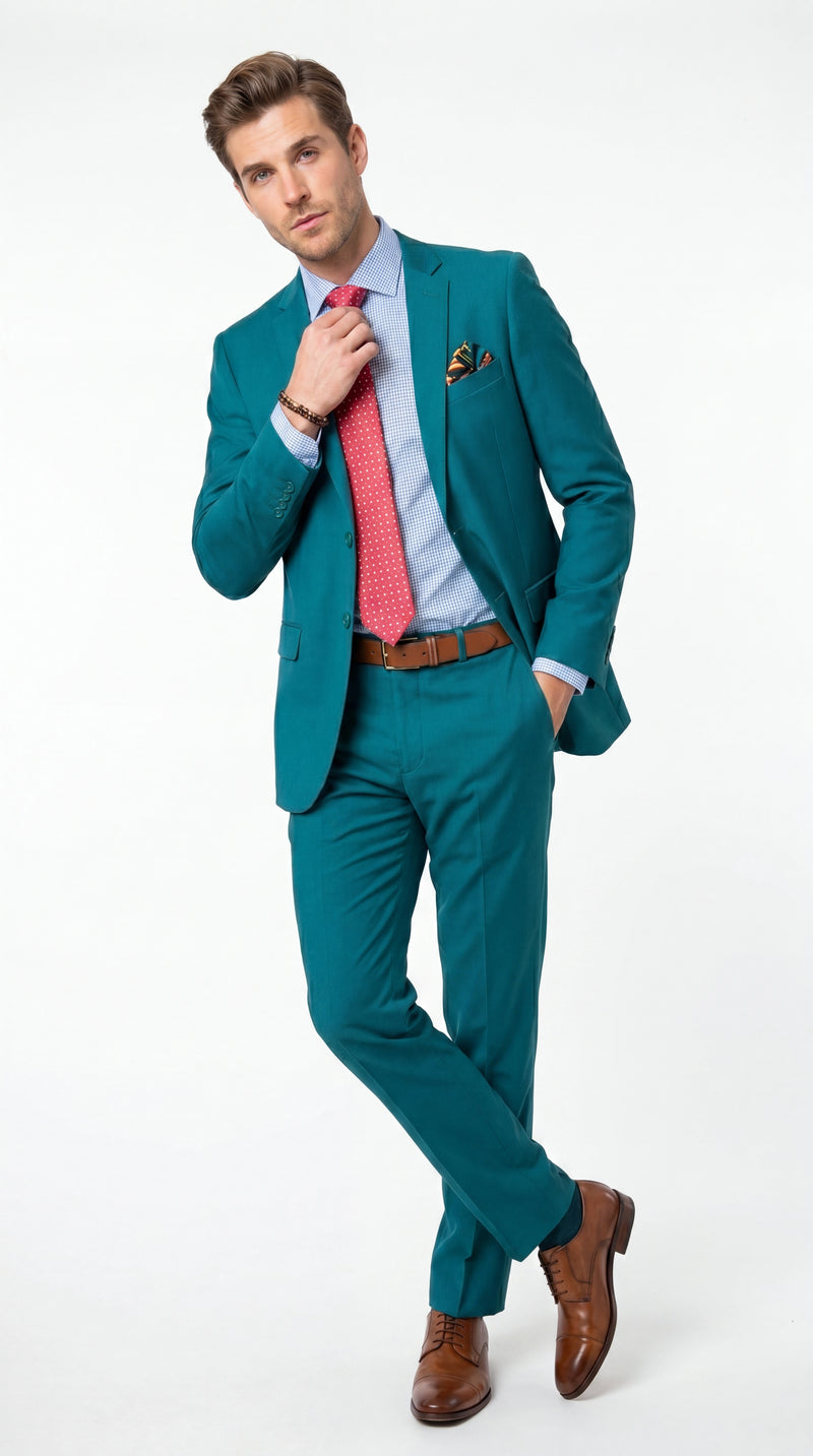 Men’s Teal Green Dark Turquoise Suit – Elegant Formal Suit for Business, Wedding, Party and Modern Style Wear