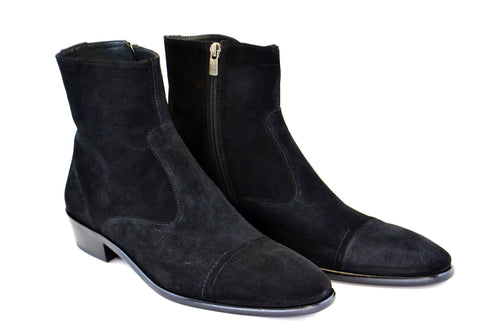 C191-1547-Lizard print Black Suede