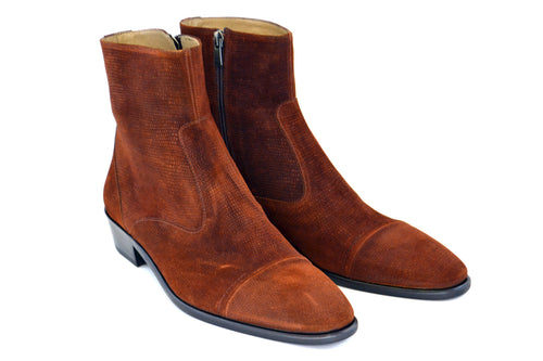 C193-1547-lizard print dark tan Suede