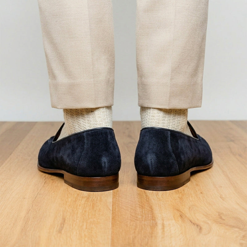 Zelli Bruno Handcrafted Italian Suede Loafer in Sophisticated Navy