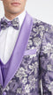 Men’s Lilac Lavender Prom Suit – Floral Shawl Lapel 3 Piece Tuxedo with Matching Vest and Pants