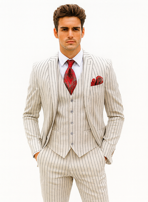1920 - White/Blk - Mens Modern Fit Suit