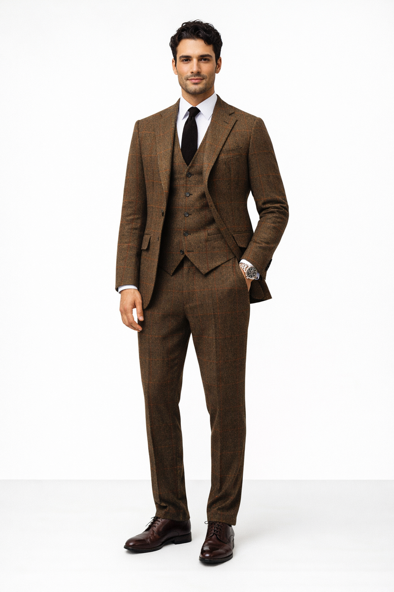 1930s Fashion Tweed ~ Herringbone Pattern - 1930 Suit - 1930s Tuxedo - Brown Suit