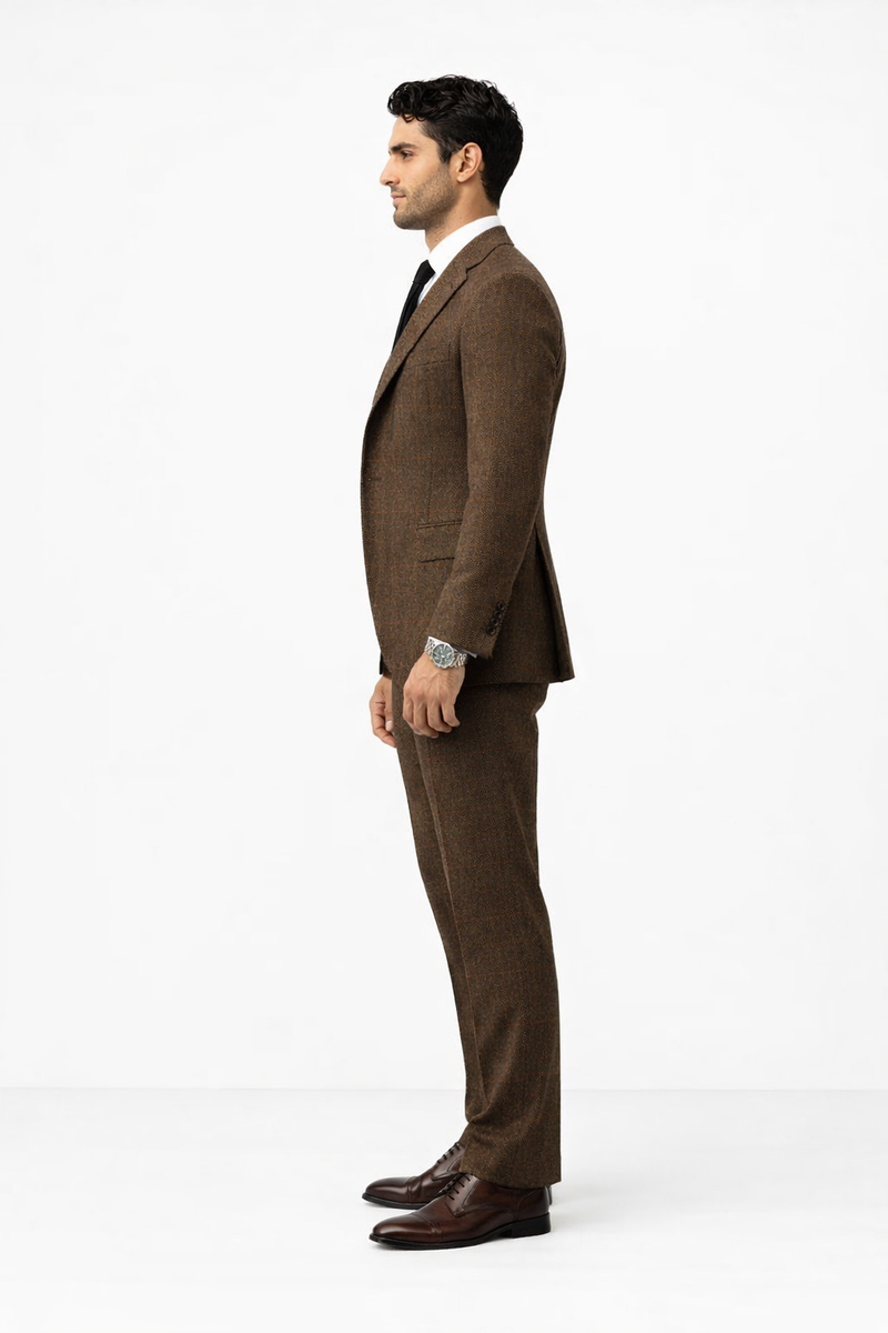 1930s Fashion Tweed ~ Herringbone Pattern - 1930 Suit - 1930s Tuxedo - Brown Suit