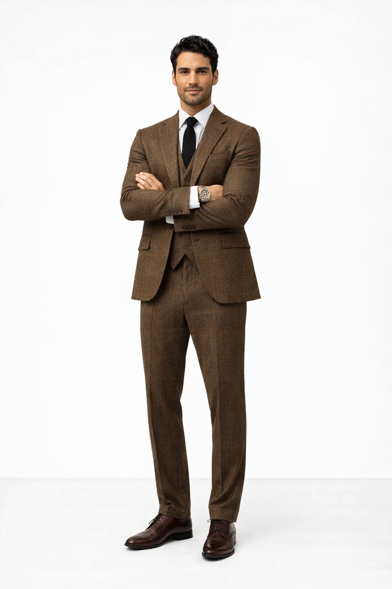 1930s Fashion Tweed ~ Herringbone Pattern - 1930 Suit - 1930s Tuxedo - Brown Suit