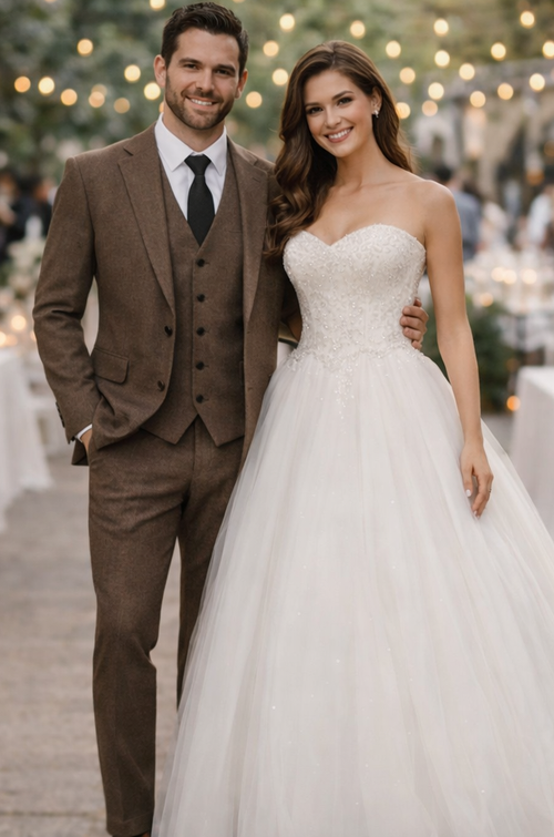 1930s Fashion Tweed ~ Herringbone Pattern - Modern Fit Suit - 1930s Tuxedo - Brown Suit