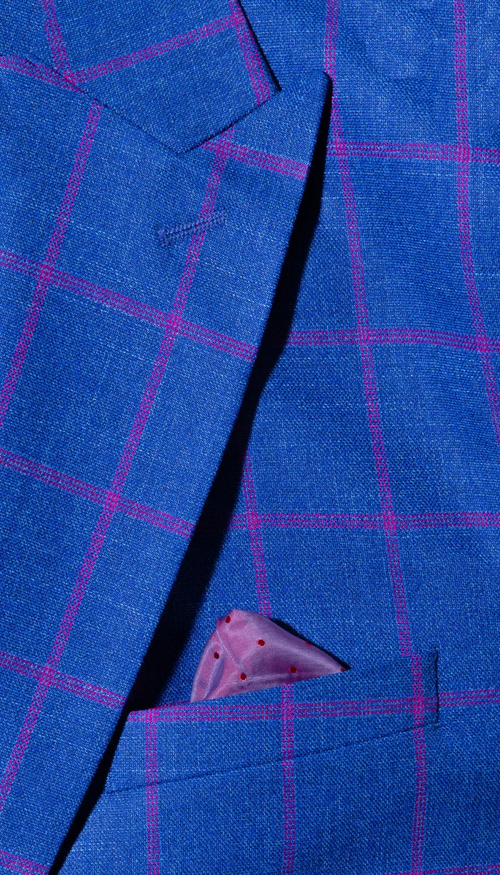 Mens Slim Fit Plaid Suit in Blue – Elegant 3 Piece Formal Set