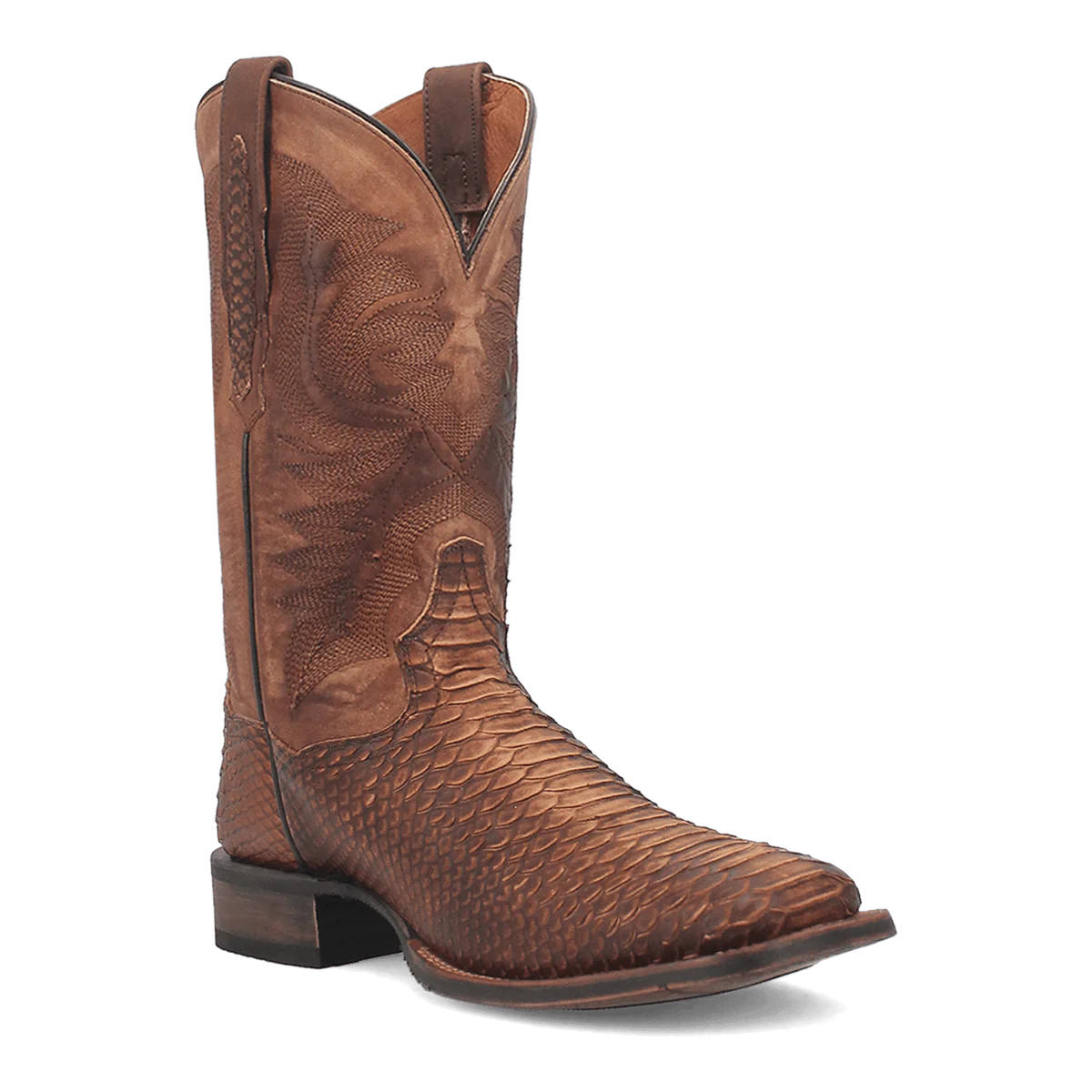 Dan Post Men's KA Python Print Leather Square Toe Boots - Brown