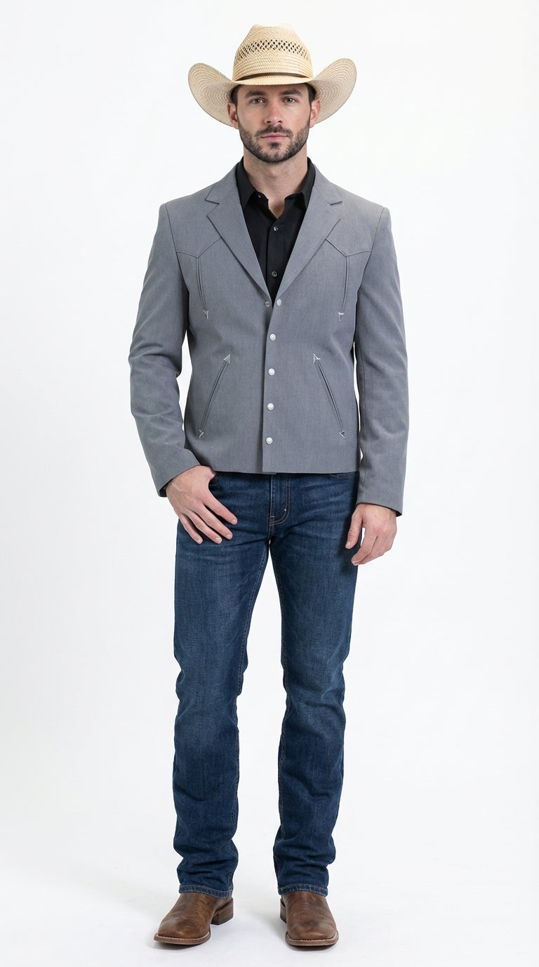 grey dress pants outfit mens Mens Gray Western Blazer Set – Cowboy Style Jacket and Pants Outfit Classic  Country Western Suit