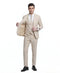 Mens Sand Beige 3 Piece Suit – Double breasted Vest Formal Suit Set and Dress Pants in Champaign Natural Summer Color
