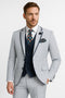 Men's White and Navy Pinstripe Suit with Contrast Trim – 3-Piece Seersucker Style Set for Weddings and Summer Events