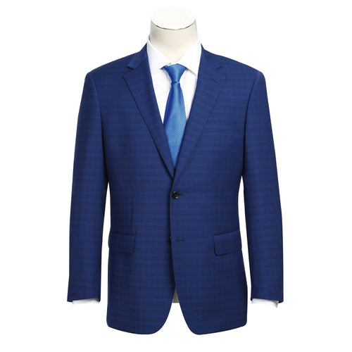 564-2 Men's Classic Fit Wool Blend Checked Suit