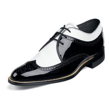 1920s Dress Shoes Shiny Black Wingtip 00375-01