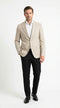 Zacchi Men’s Beige Hopsack Blazer – Classic Two Button Sport Coat with Peak Lapel Formal Jacket
