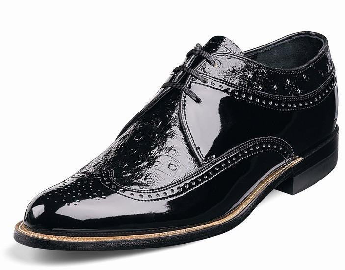 1920s Shoes Black White Wingtip 00605-21