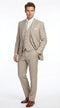 Men’s Tan Pinstripe Three Piece Suit – Classic Fit Pleated Pants Tan Sand Beige Wedding, Church Shadow Ton on Tone Business Suit for Men