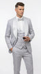 Mens Light Silver Wedding Tuxedo Suit – Paisley Fabric Three Piece Formal Suit Set with Shawl Lapel for Groom, Prom, Gala and ice Grey