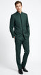 Men’s Olive Green Tuxedo Mandarin Collar Suit – Modern Nehru Style Formal Suit for Wedding Banded Collar