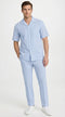 ens Light Blue Seersucker Walking Suit Set â Casual Summer Short Sleeve Outfit with Matching Pants Lightweight Two Piece Outfit