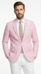 Mens Pink Seersucker Blazer – Lightweight Striped Summer Sport Coat Casual Smart Formal Jacket