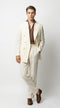 Men’s Off White 70s Style Double Breasted Suit – Vintage Retro Wide Lapel Classic Outfit for Party, Wedding and Casual Fashion Wear