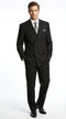 Men’s Black Pinstripe Double Breasted Suit – Peak Lapel Classic Fit Formal Business Conservative settle stripe