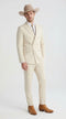 Menâs Tan Linen Cowboy Suit, Double Breasted Western Wedding Formal Western Suit Country style in Beige Tan Color