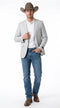Menâs Very Light Grey - Linen Western Cowboy Blazer, Formal Sport Coat for Weddings, Parties, Country Events, and Casual Dress Wear in Ice Ash Color