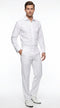 Men’s White Groomsmen Dress Shirt with Spread Collar, Long Sleeve Wedding Formal Shirt