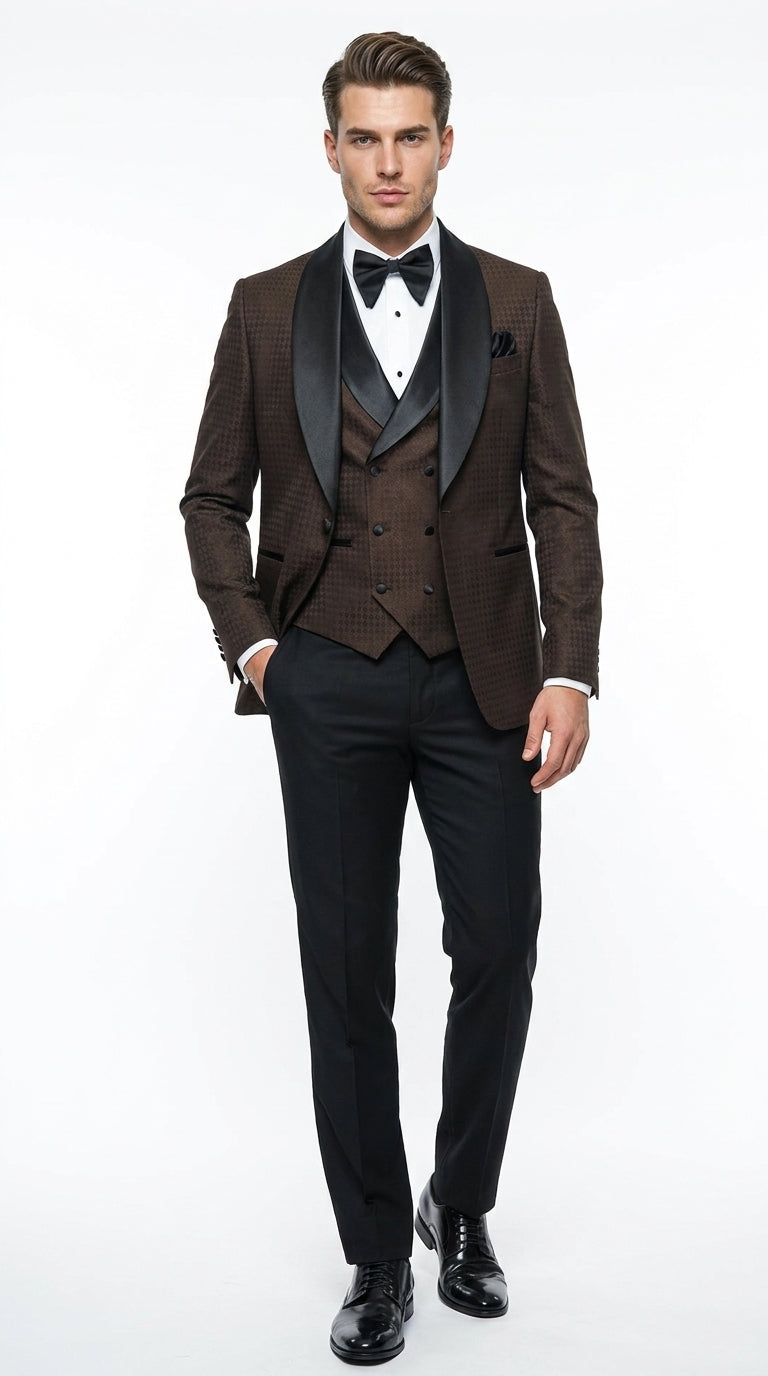 brown tuxedo dress Men's Alberto Nardoni Chocolate 3-Piece Shawl Lapel Suit | Wedding AU Size:4 sexy evening dress Disney Princess Royal Shimmer and special occasions