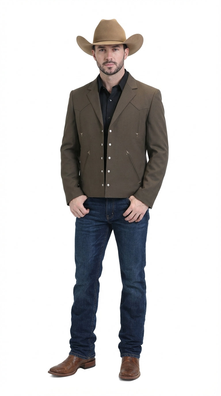 Mens Brown Western Blazer – Cowboy Style Casual Jacket Vintage